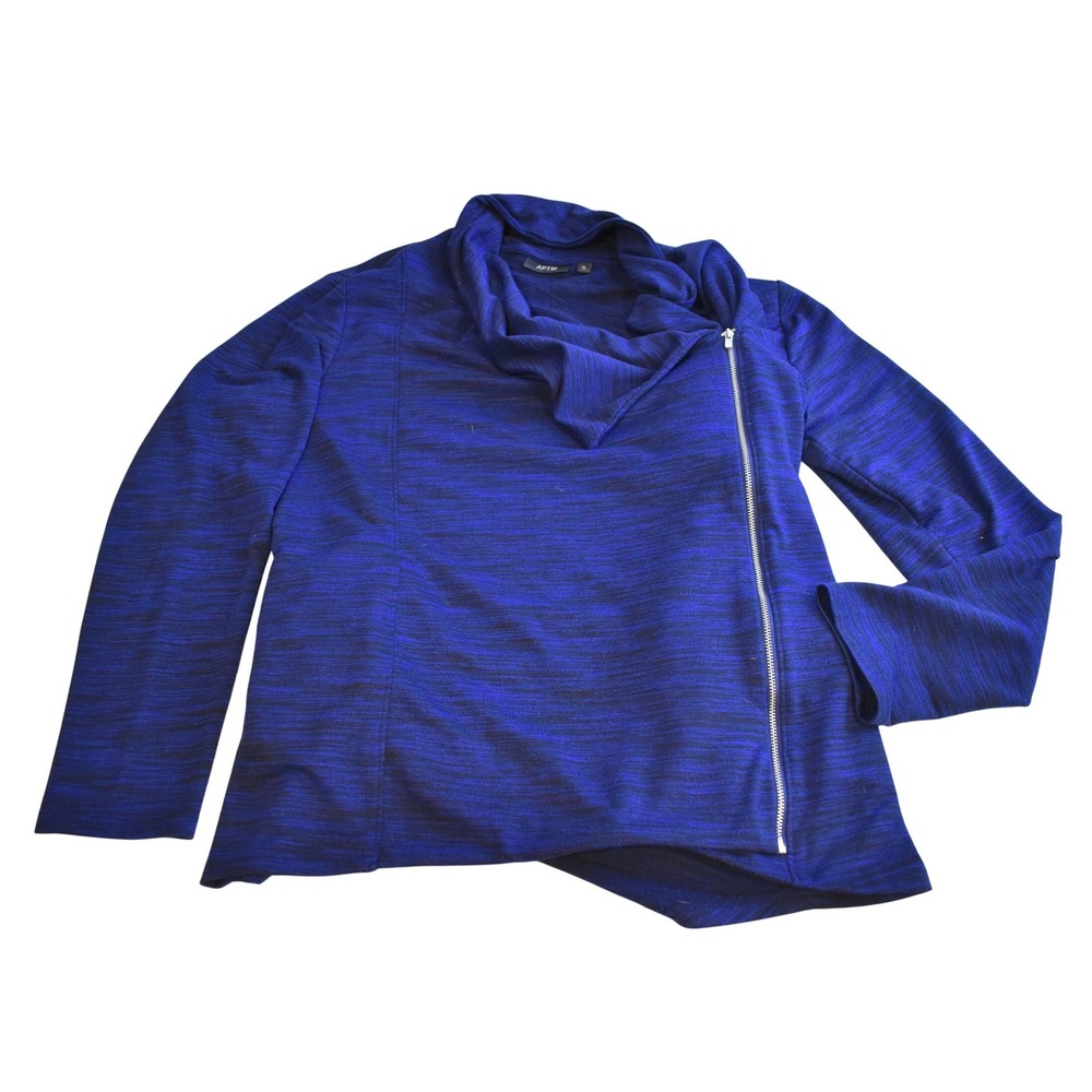 Apt 9 Asymmetrical Zip Jacket Women XL Blue Excellent Cowl Neck Space Dye